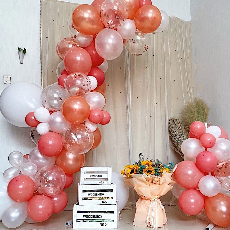 128 Balloons Dusty Rose White Clear Wedding Garland Arch Decorations Tools Kit Set