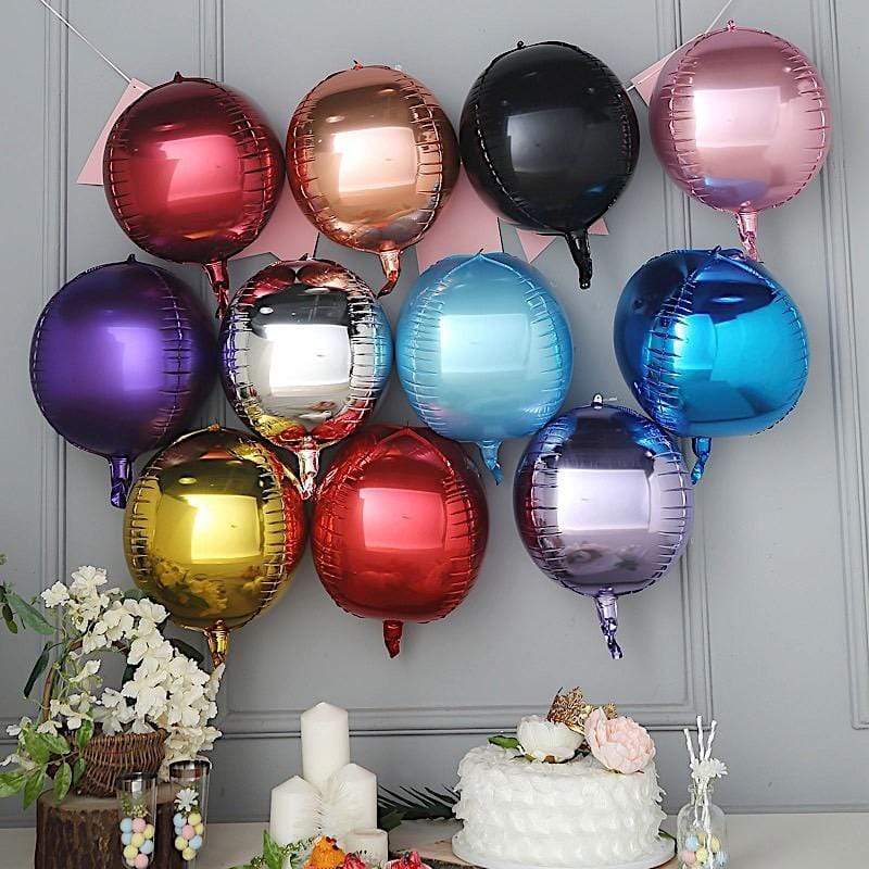 2 pcs 12 in wide 4D Round Orbz Mylar Foil Balloons