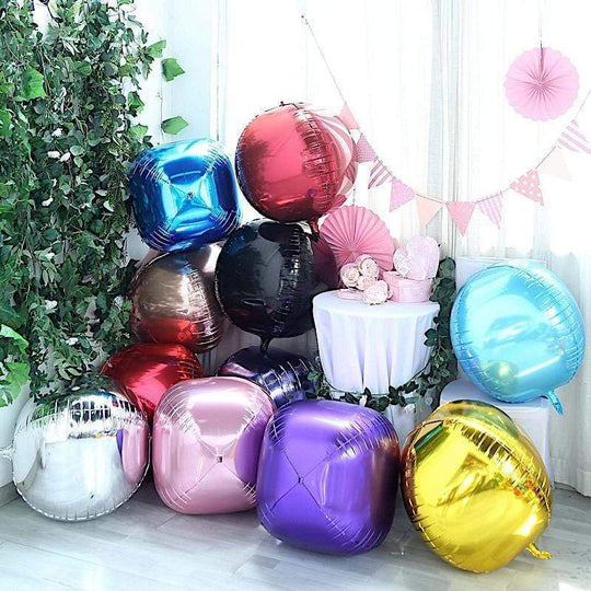 2 pcs 18 in 4D Round Balls Orbs Mylar Foil Balloons