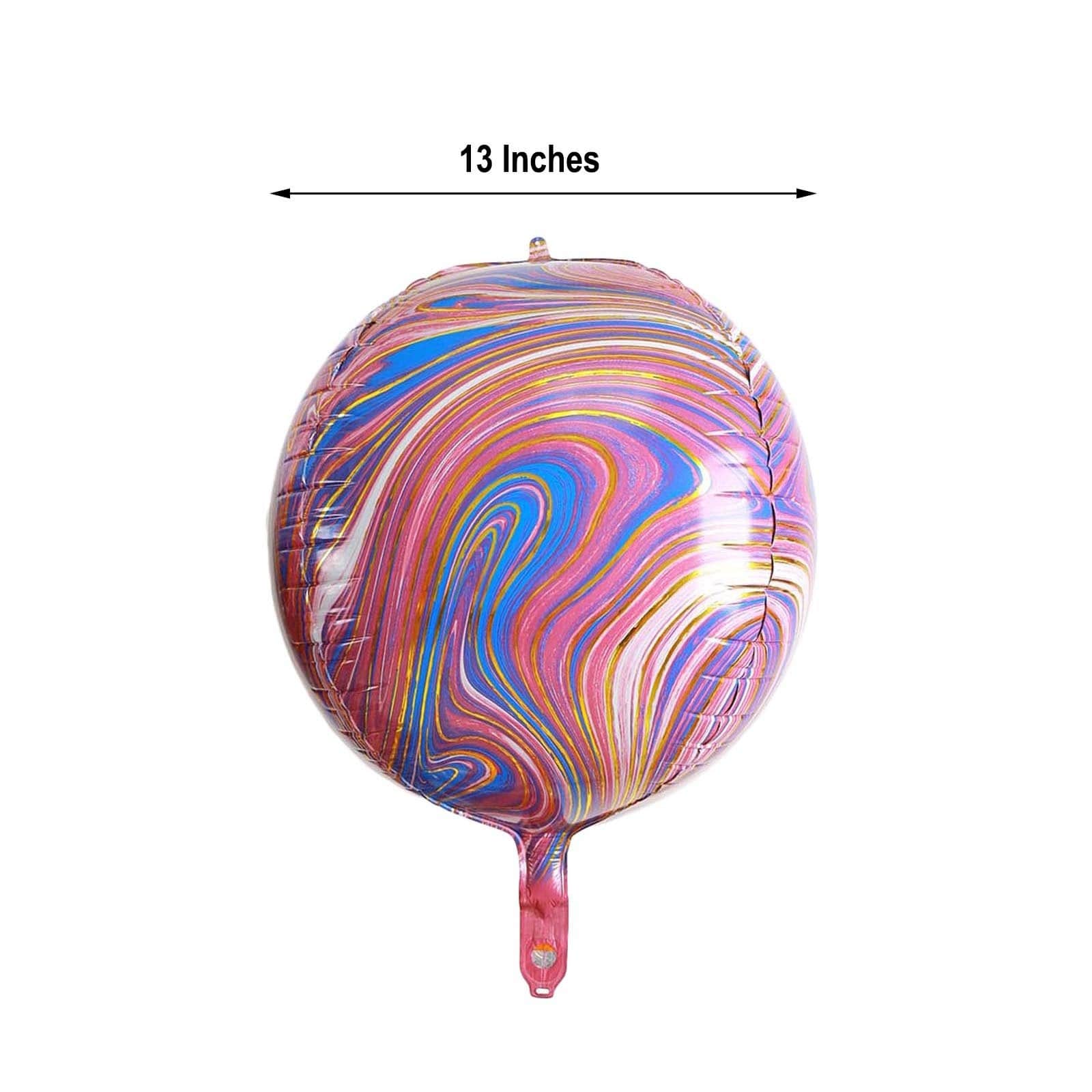 3 pcs 13 in wide Marble 4D Round Orbz Mylar Foil Balloons