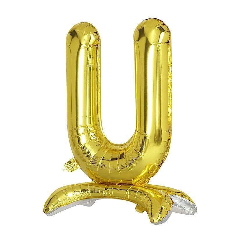 Gold 27 in tall Letter Mylar Foil Standing Balloons