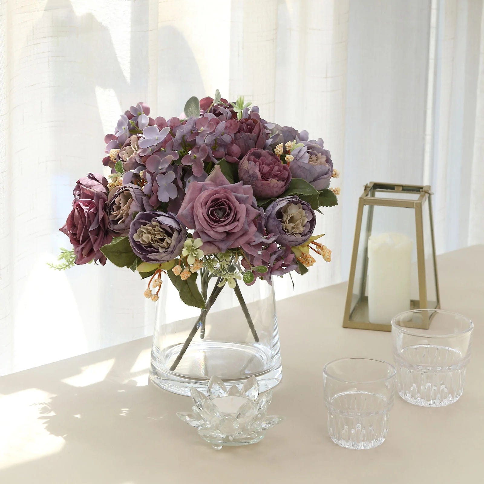 2 Bouquets 12 in Assorted Artificial Flowers Silk Floral Bushes