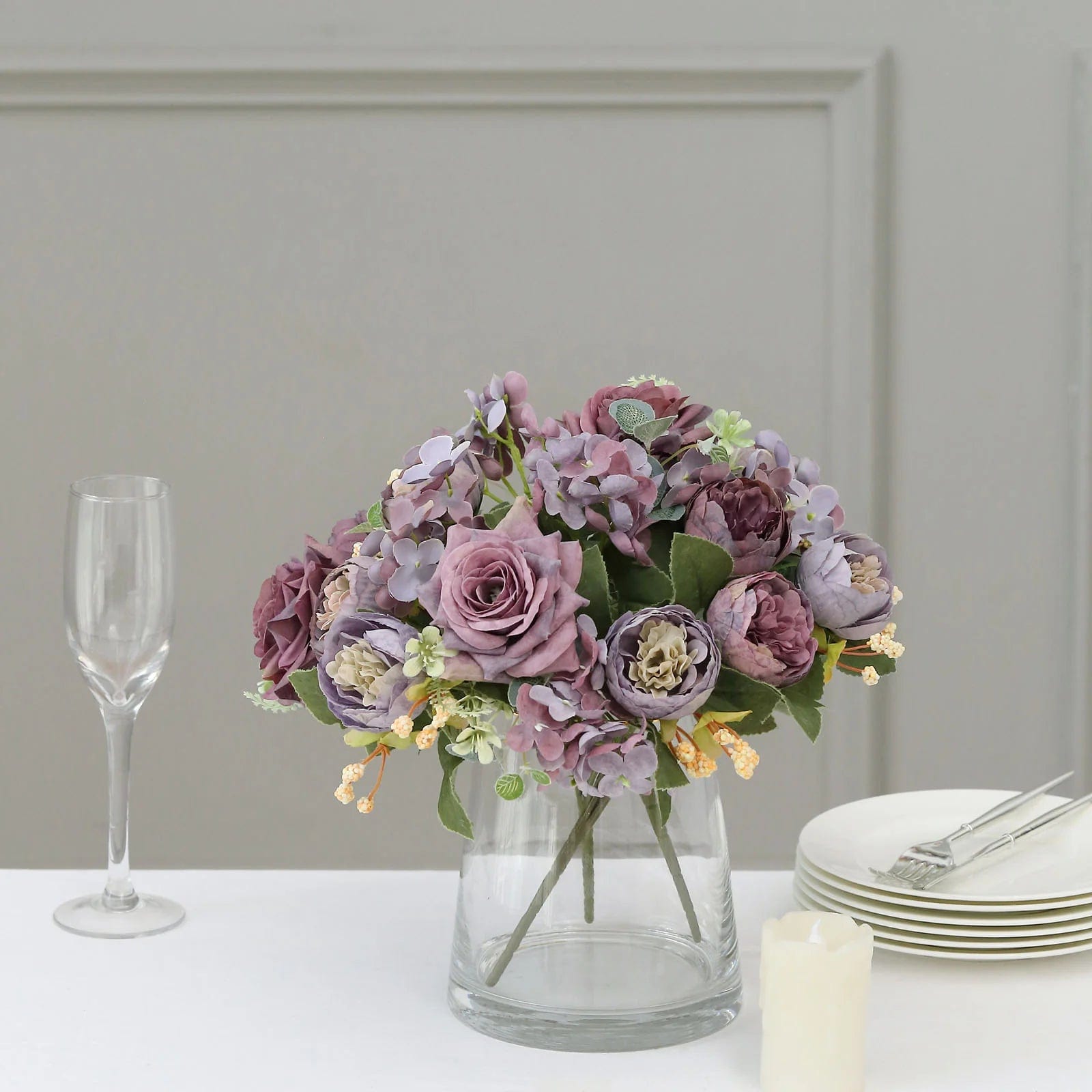 2 Bouquets 12 in Assorted Artificial Flowers Silk Floral Bushes