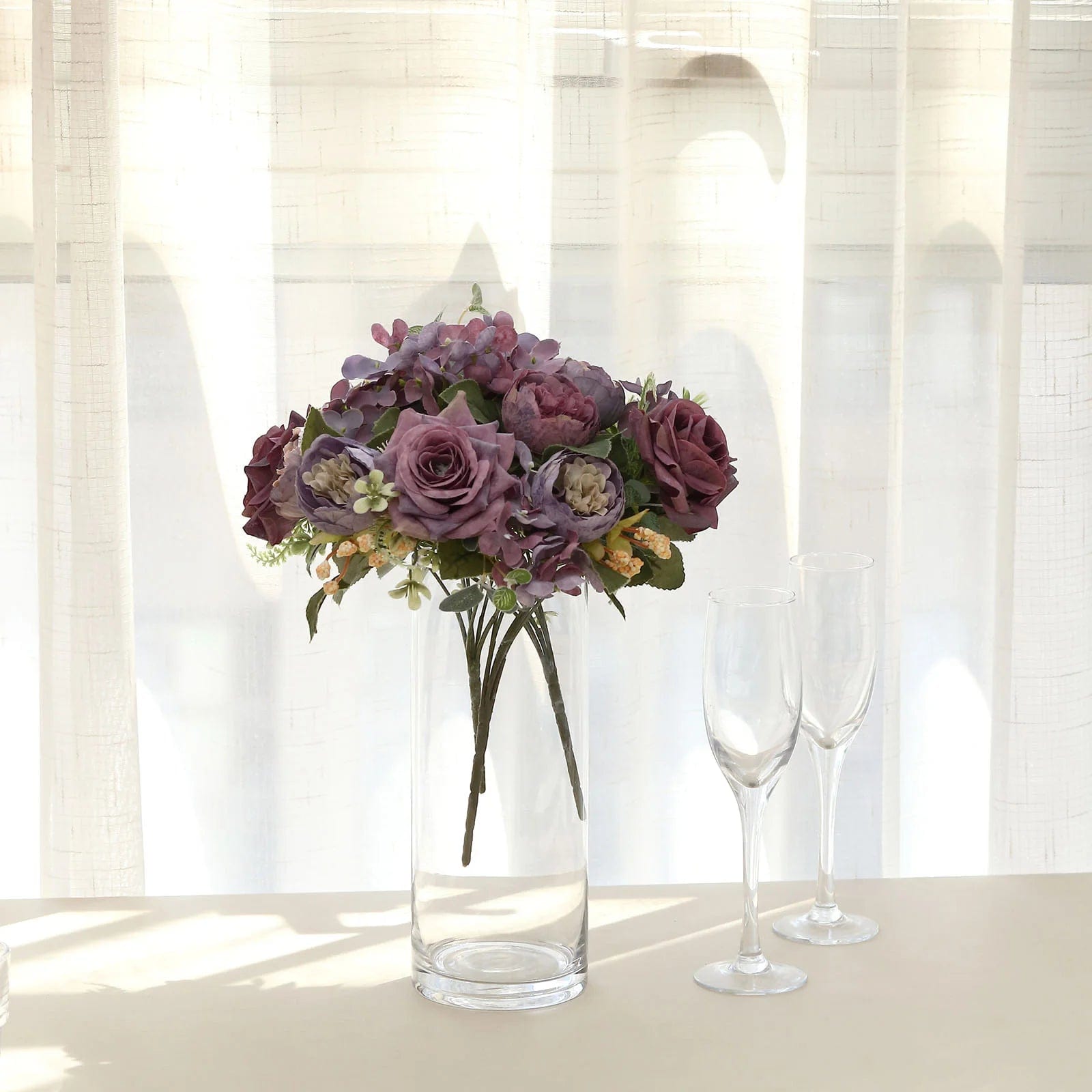 2 Bouquets 12 in Assorted Artificial Flowers Silk Floral Bushes