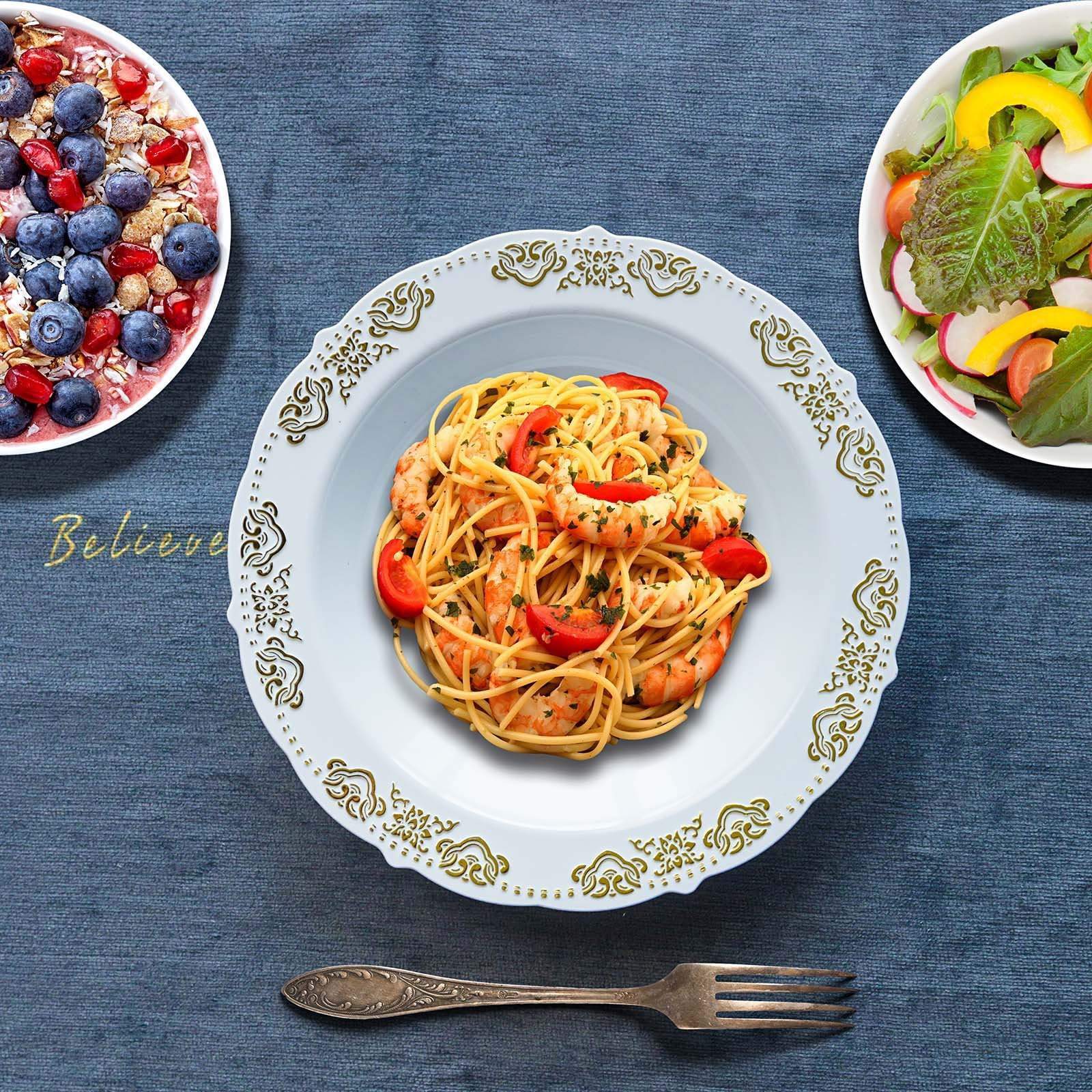 10 pcs 12 oz Disposable White Plastic Bowls