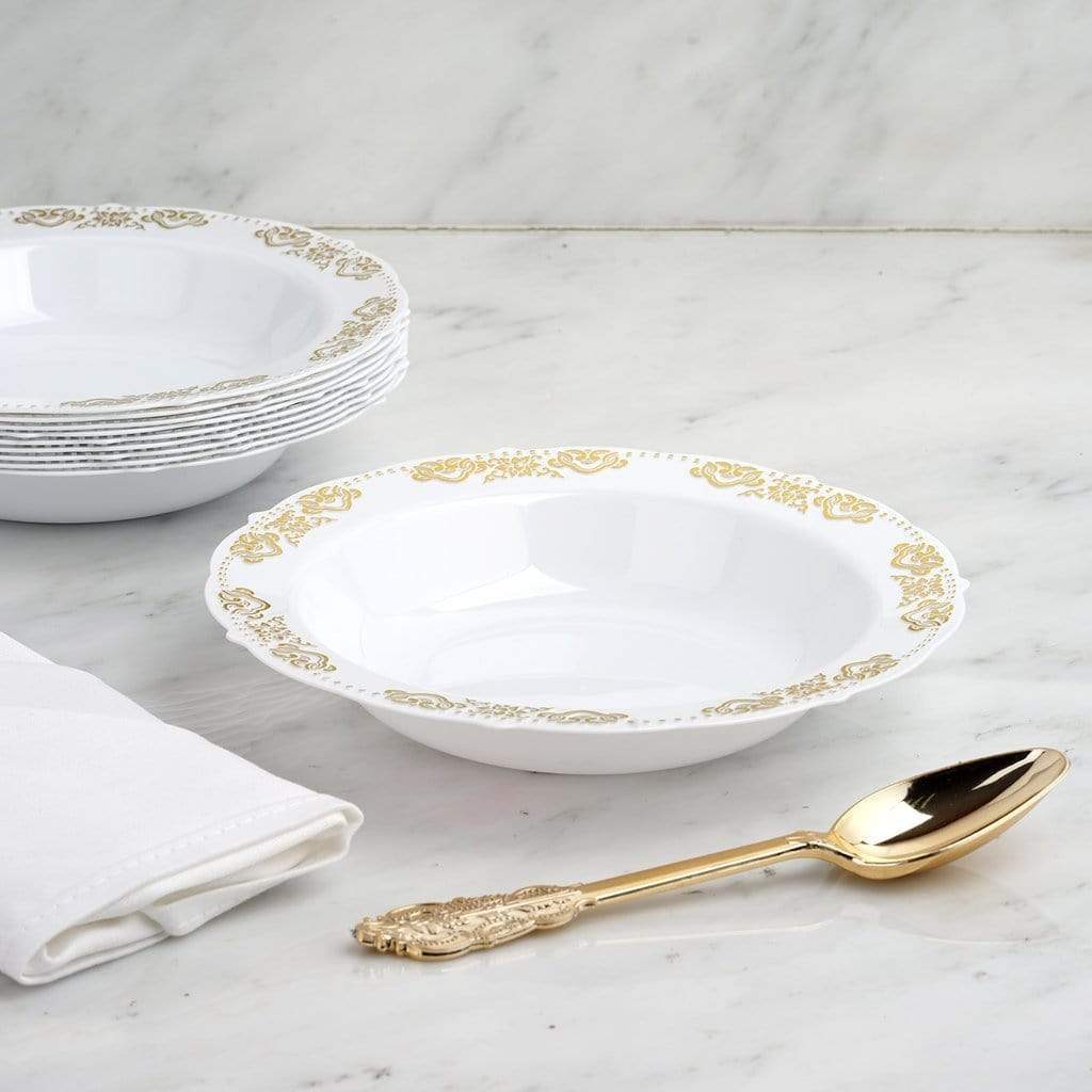 10 pcs 12 oz Disposable White Plastic Bowls