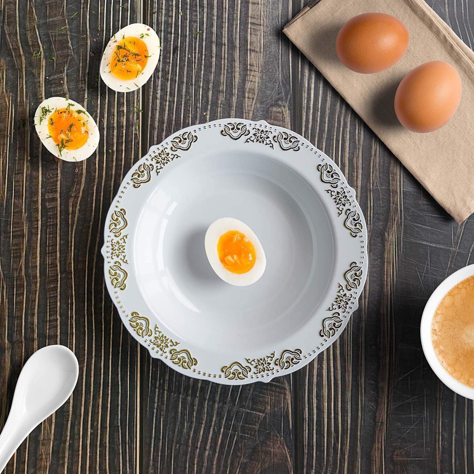 10 pcs 12 oz Disposable White Plastic Bowls