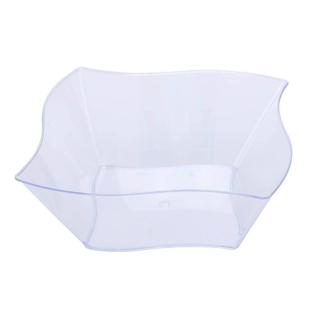 12 pcs 16 oz. Clear Wave Design Plastic Square Disposable Bowls