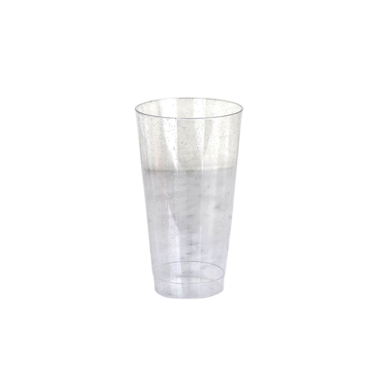 12 pcs 16 oz. Silver Glittered Plastic Disposable Glasses
