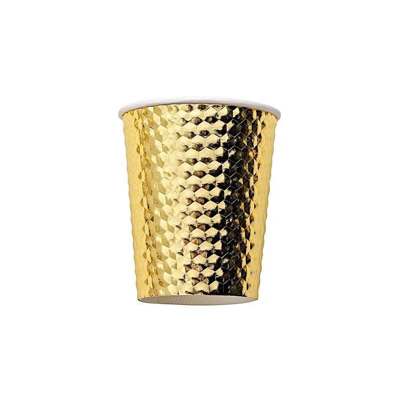 24 Gold 9 oz Metallic Honeycomb All Purpose Disposable Paper Drinking Cups