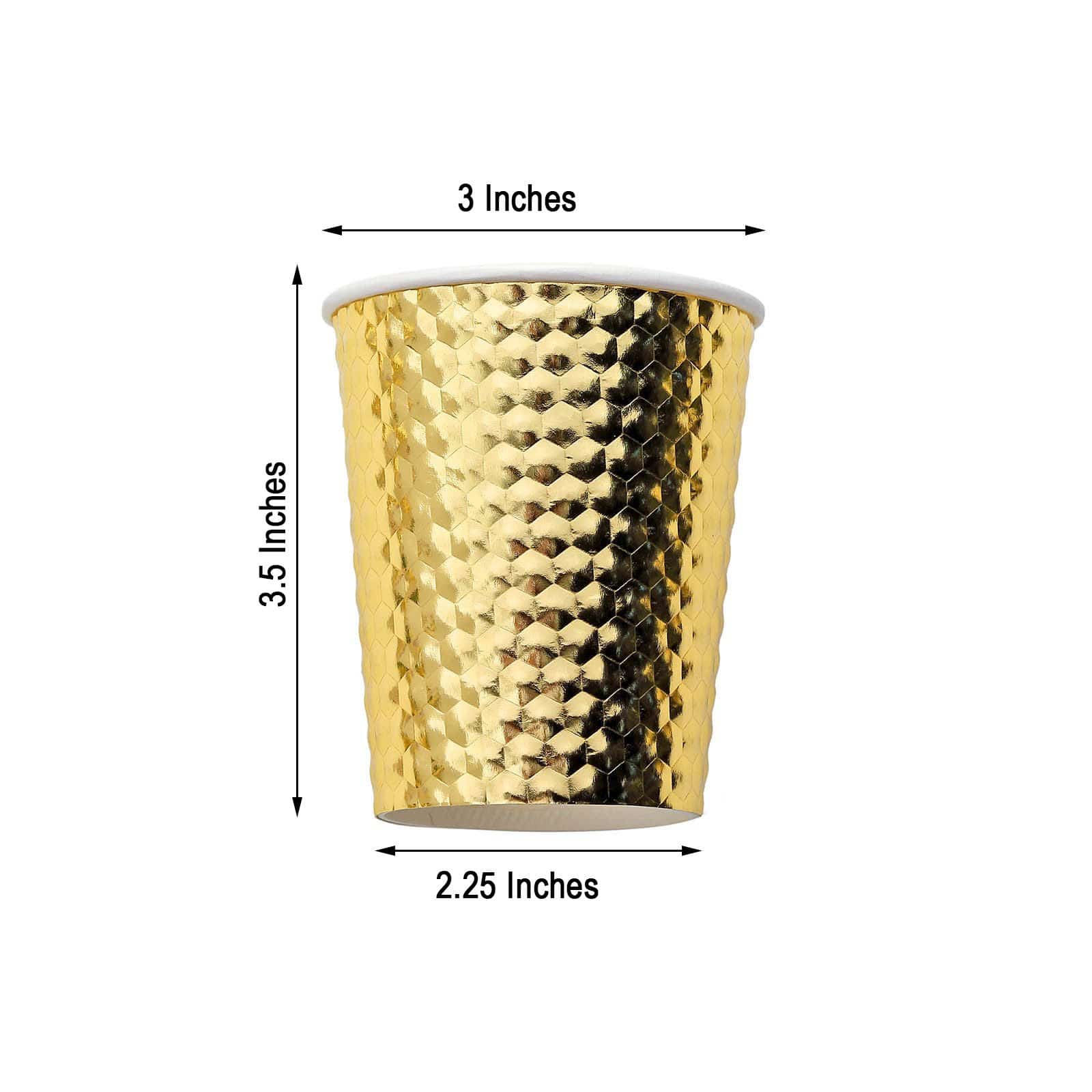 24 Gold 9 oz Metallic Honeycomb All Purpose Disposable Paper Drinking Cups