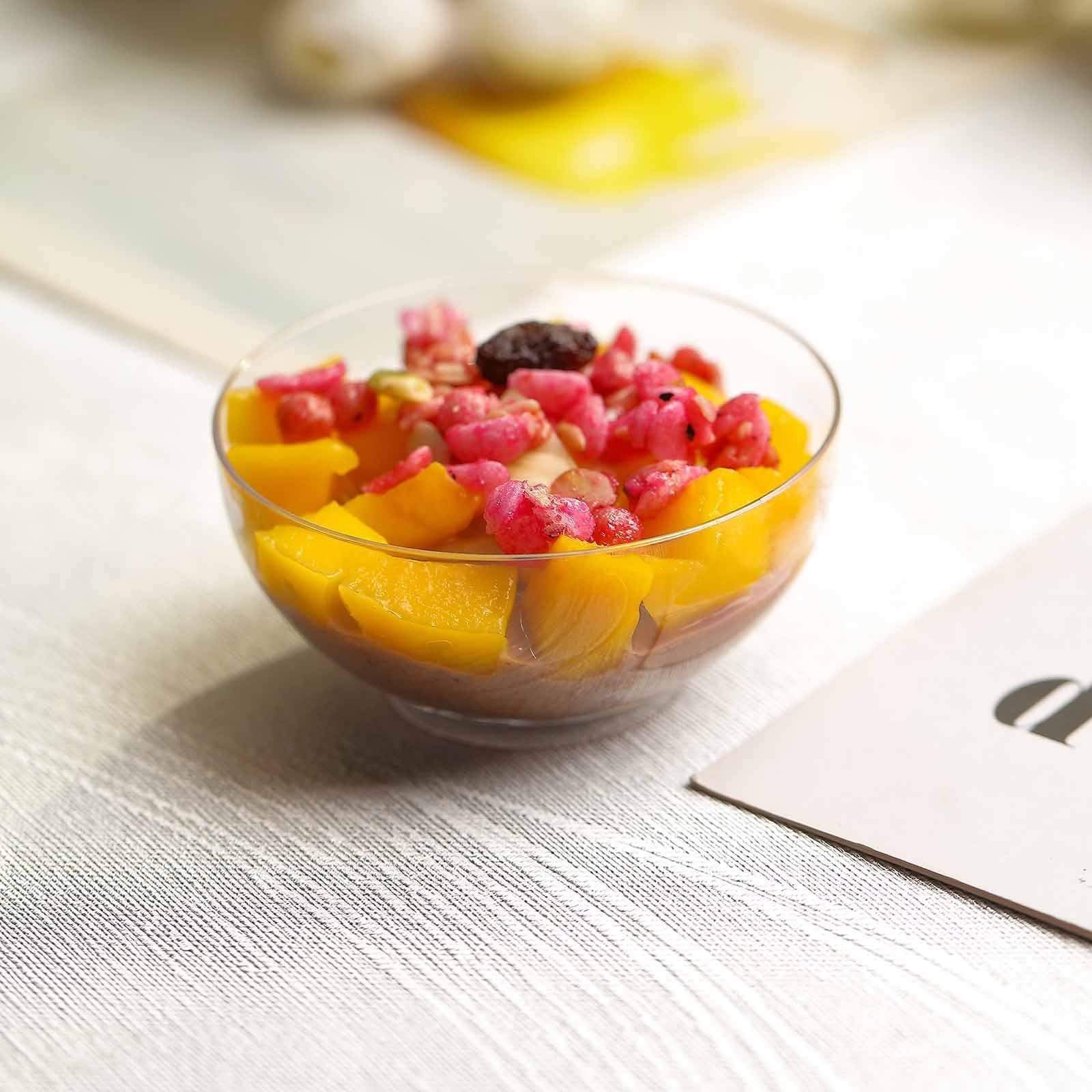 24 pcs 2 oz. Clear Plastic Mini Round Disposable Bowls