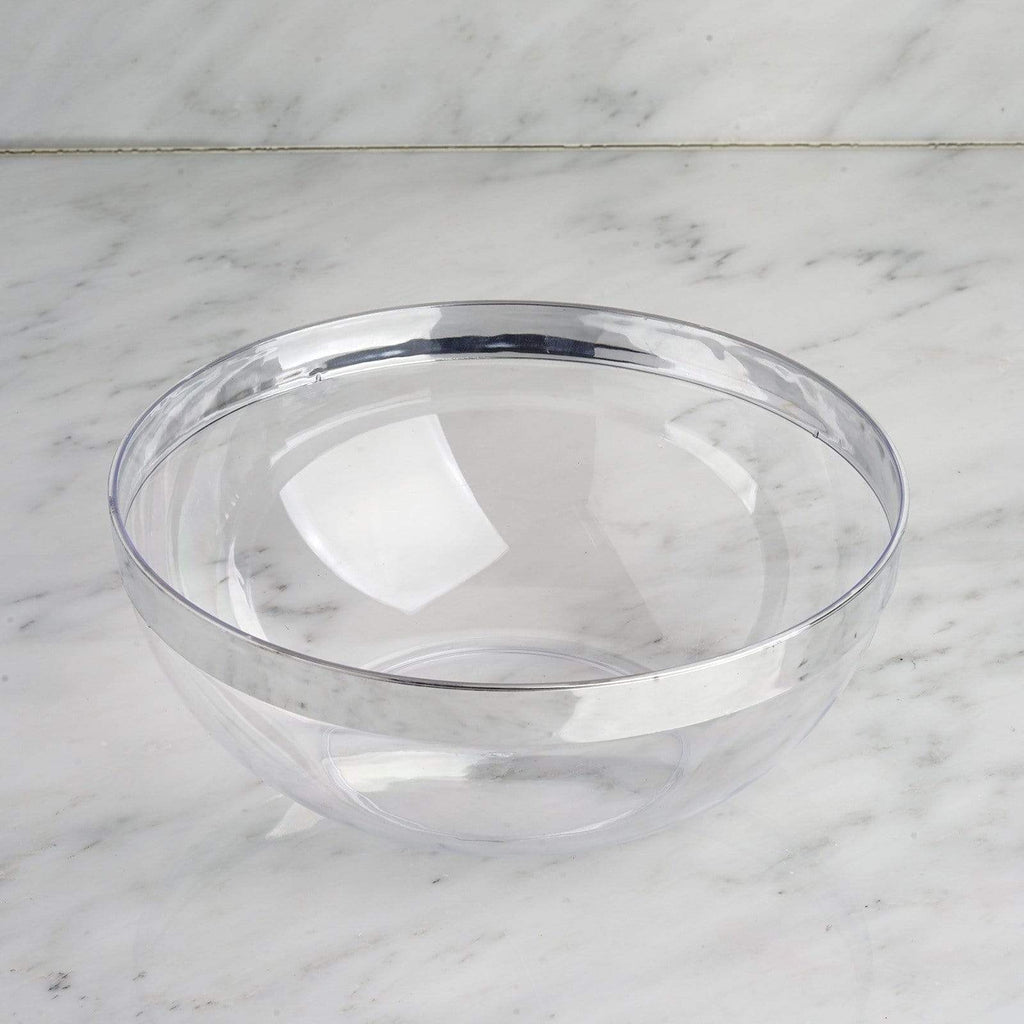 4 pcs 32 oz Disposable Silver Rimmed Clear Plastic Bowls