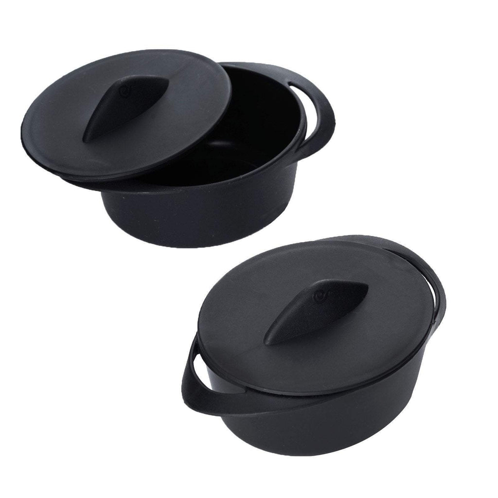 6 pcs Mini 3 oz Black Disposable Plastic Party Pots with Lids