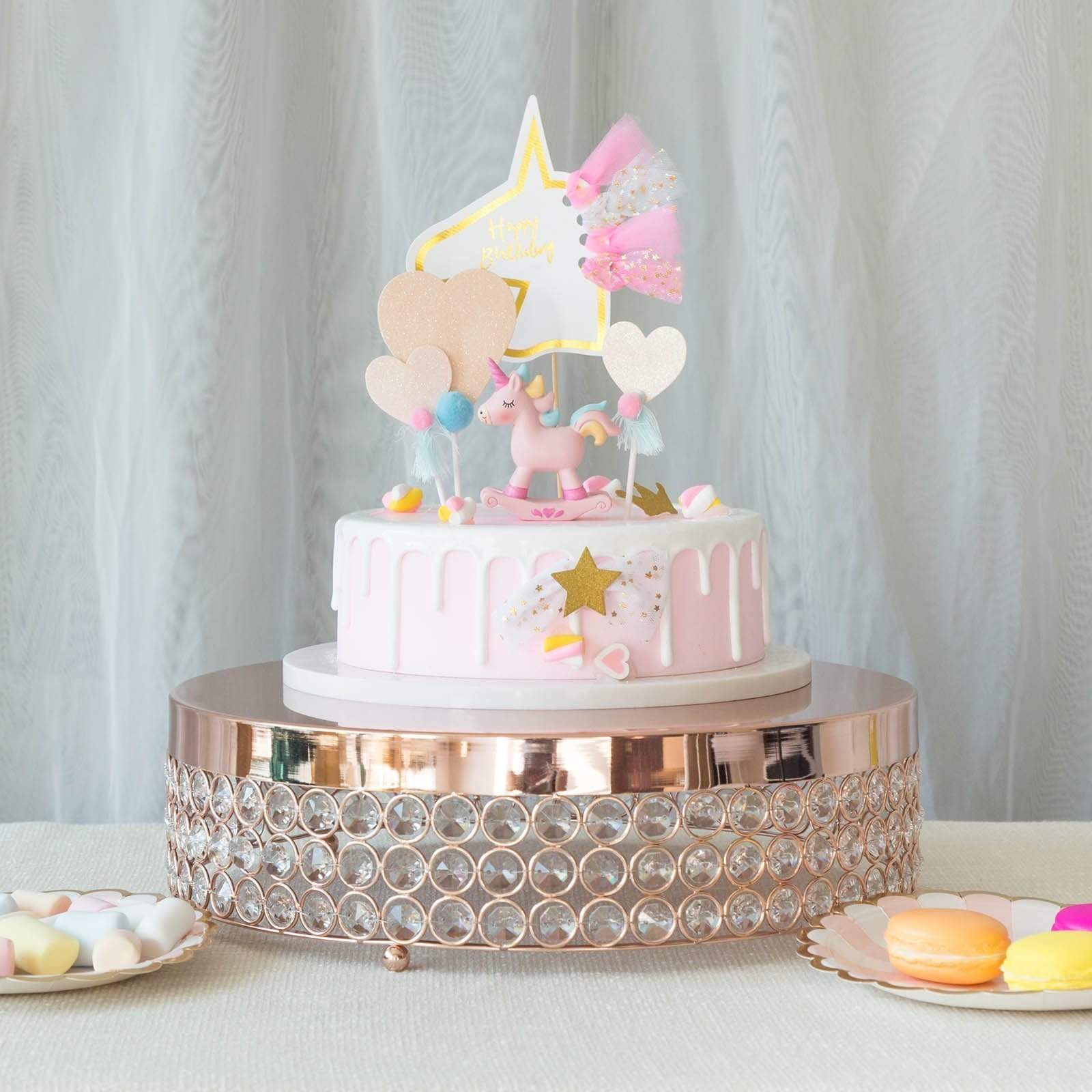 13.5 in Metal Beaded Round Cake Stand Wedding Dessert