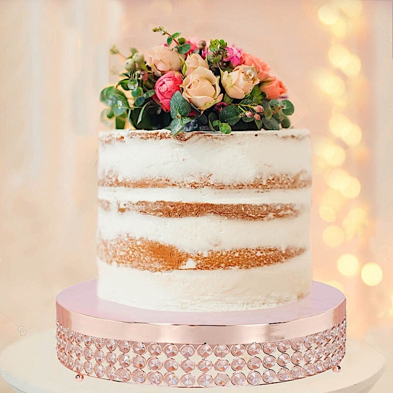 13.5 in Metal Beaded Round Cake Stand Wedding Dessert