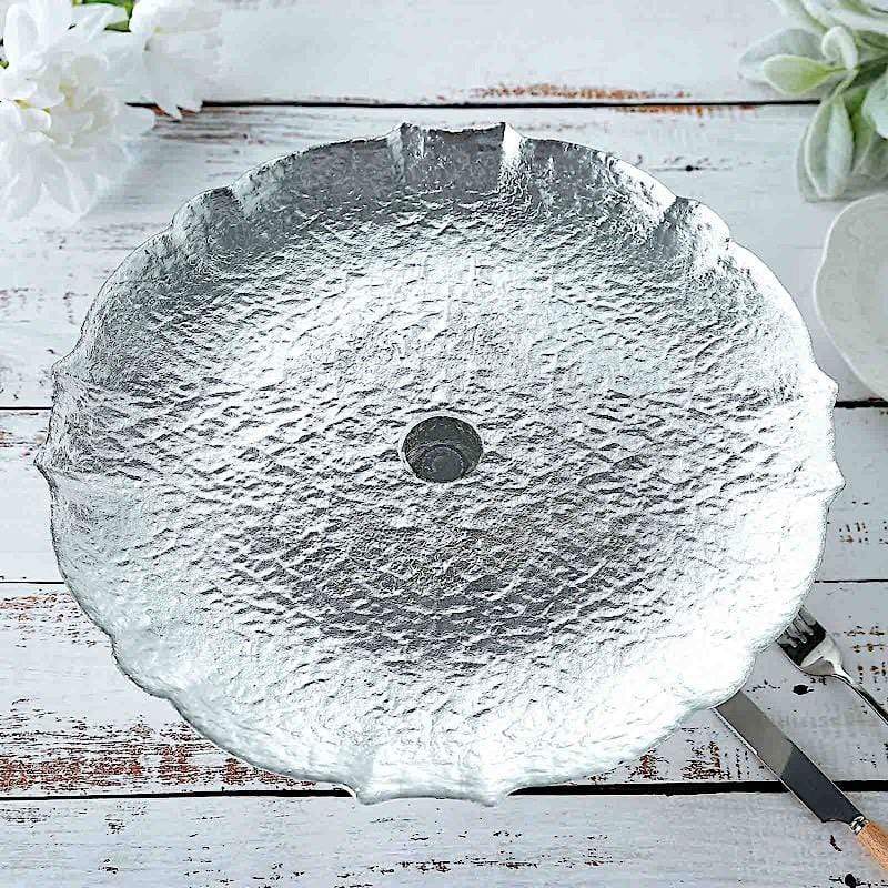 14 in Round Glass Cake Stand with Scalloped Edge