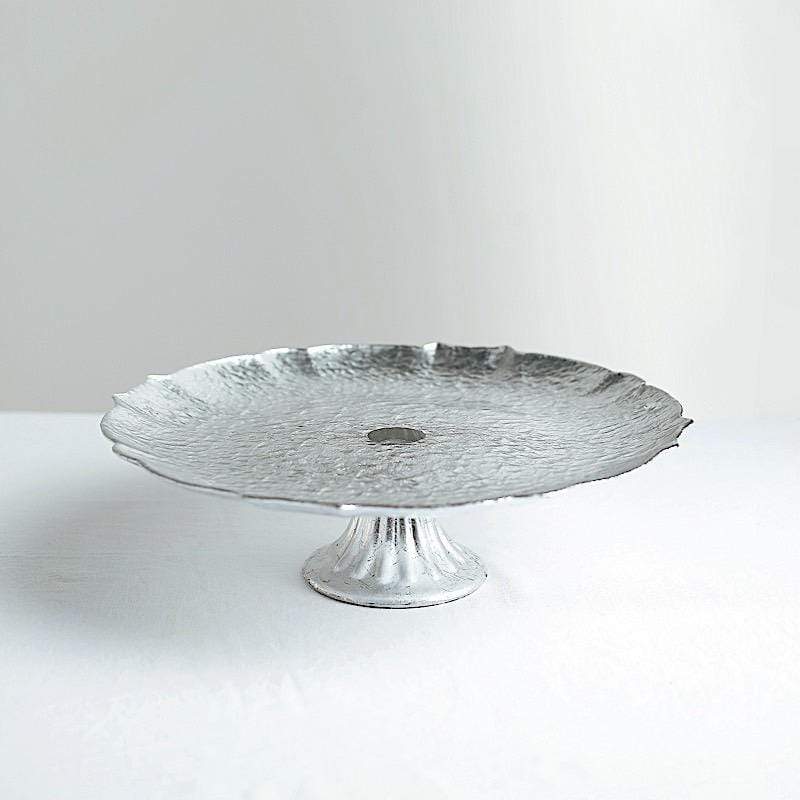 14 in Round Glass Cake Stand with Scalloped Edge