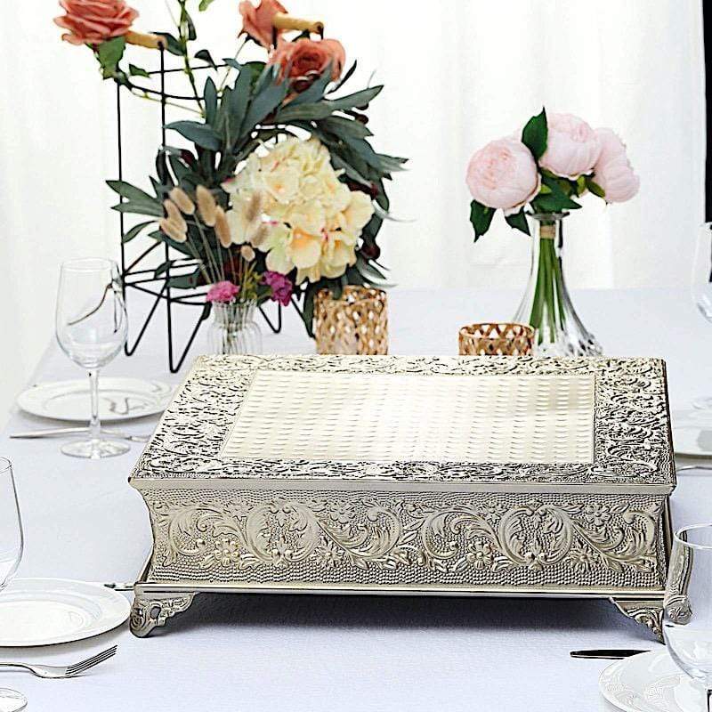 18x18 in wide Square Embossed Wedding Cake Stand Riser