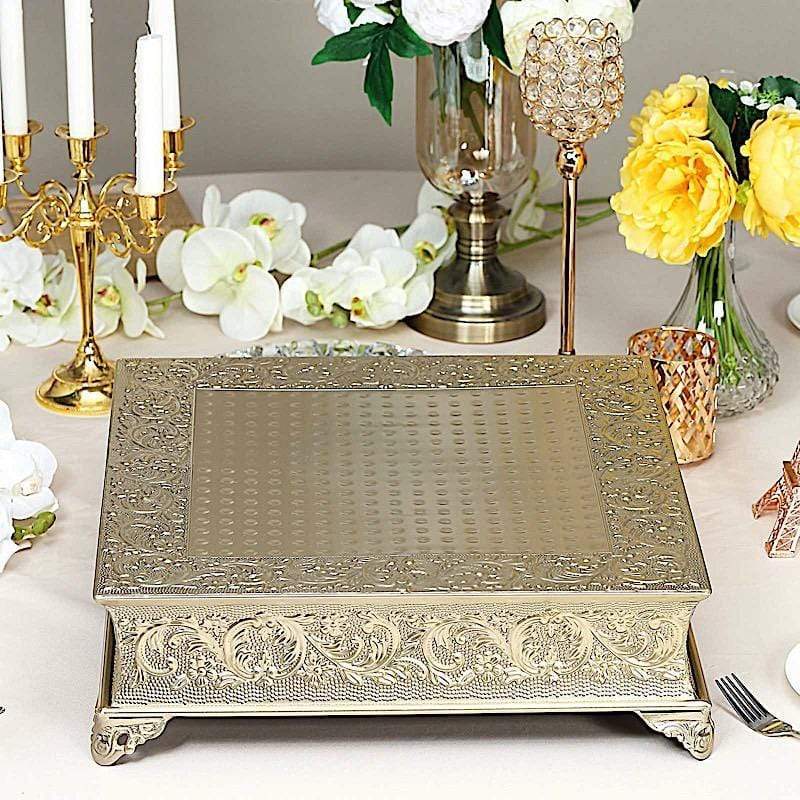 18x18 in wide Square Embossed Wedding Cake Stand Riser