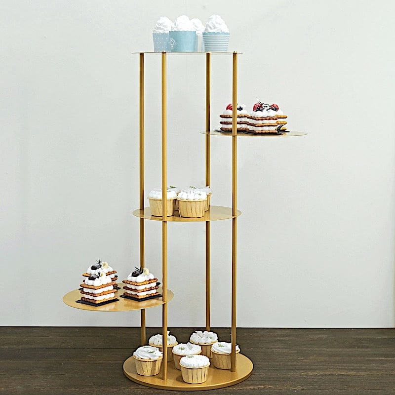 2.5 feet Gold 5 Tier Round Metal Cake Dessert Display Stand Centerpiece