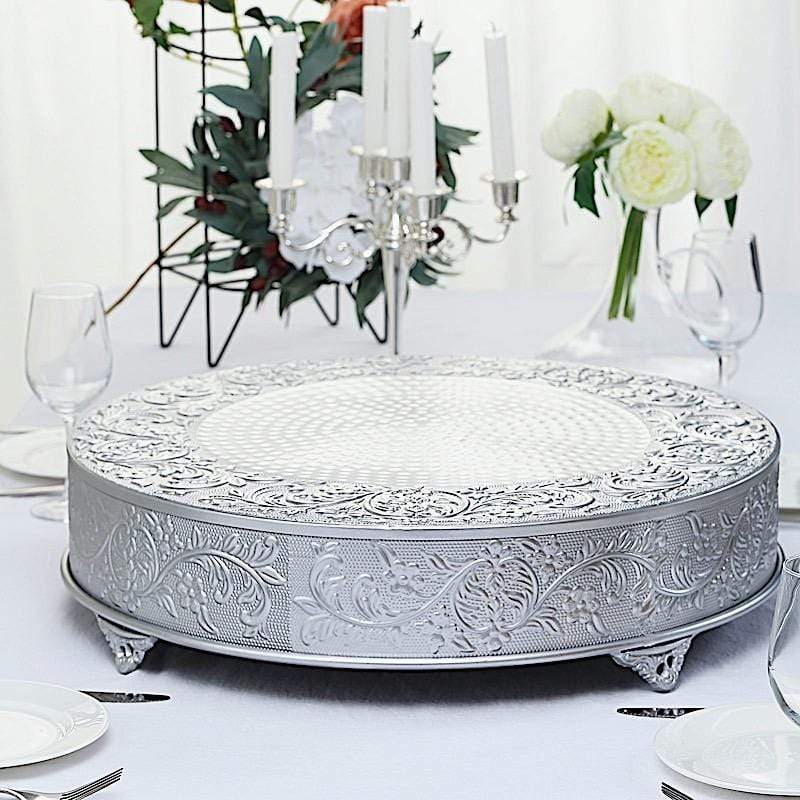 22 in wide Round Embossed Wedding Cake Stand Riser