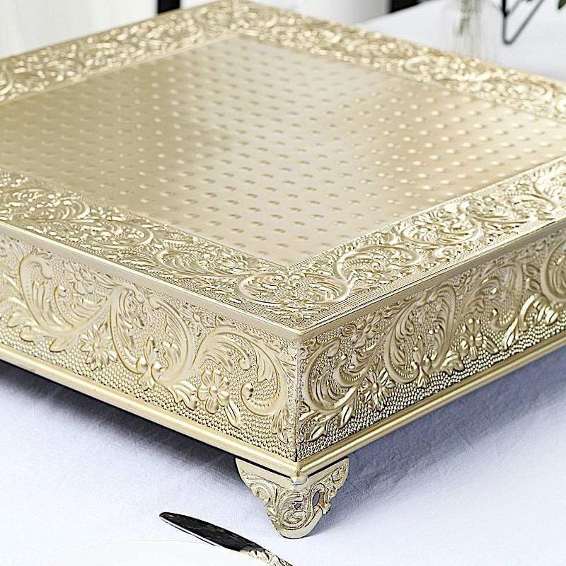 22x22 in wide Square Embossed Wedding Cake Stand Riser