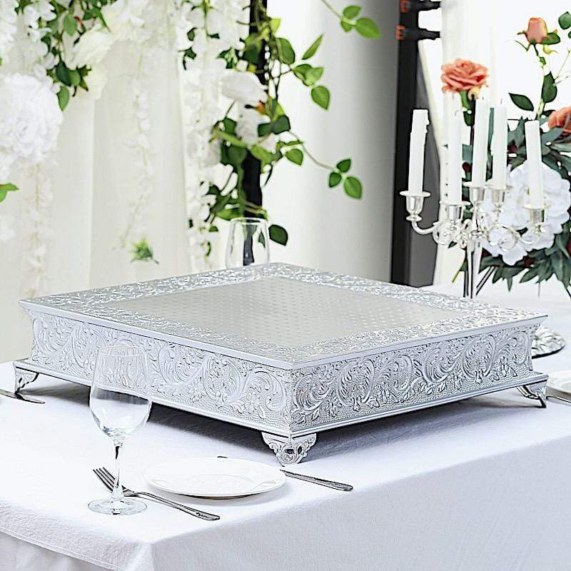 22x22 in wide Square Embossed Wedding Cake Stand Riser