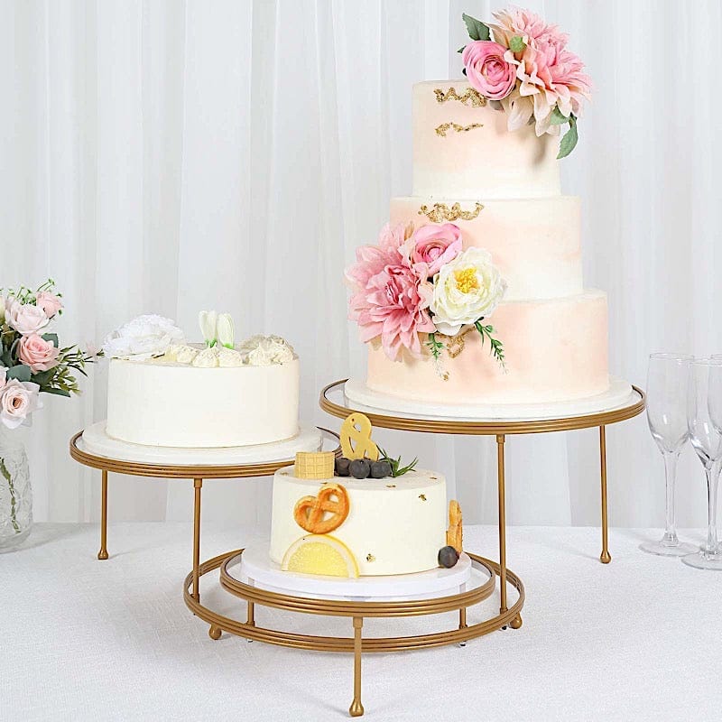 23 in Gold 3 Tier Round Metal Cake DESSERT STAND Clear Acrylic Plates  Events | eBay