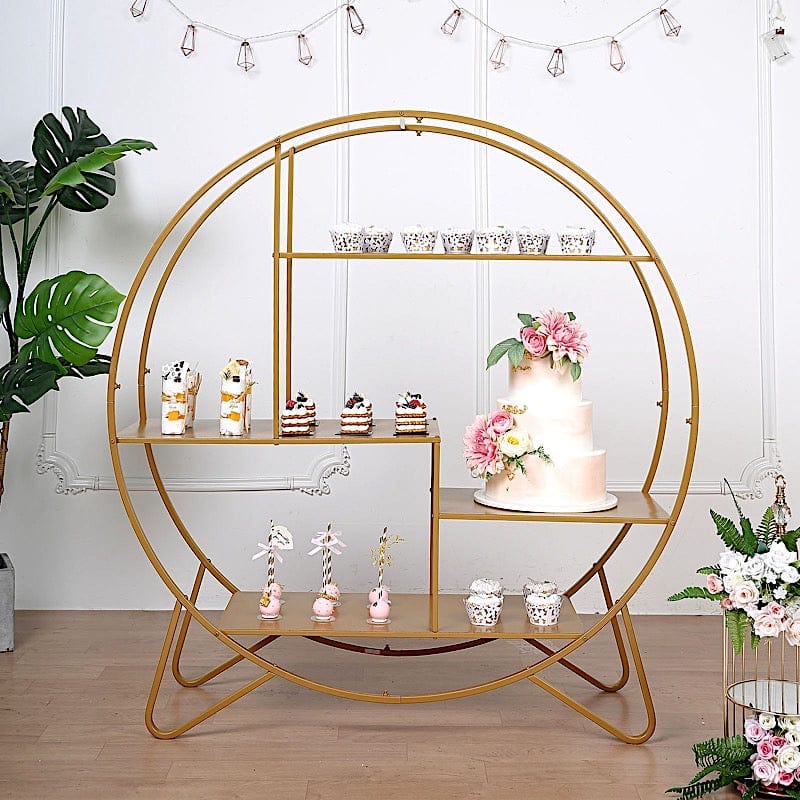 4 feet Gold Large Round Metal Cake Dessert Display Stand Wedding Arch Backdrop