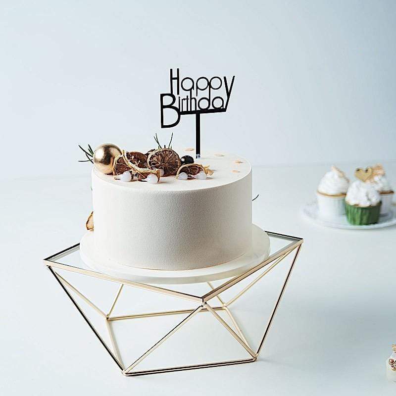 Gold and Clear Metal with Glass Geometric Cake Stand
