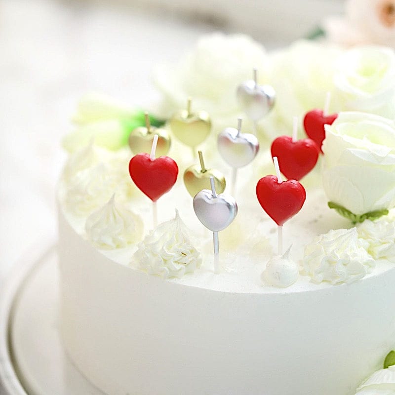 10 Assorted Birthday Candles Dessert Cake Topper with Heart Design