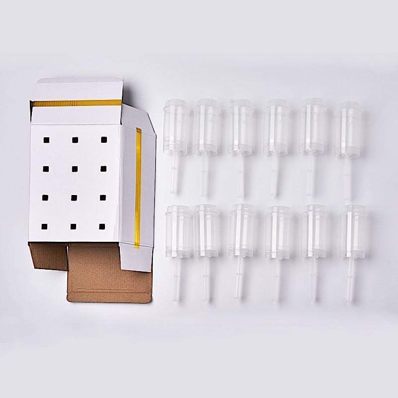 12 Clear Push Up Cake Pops Shooters with White Display Box Stand