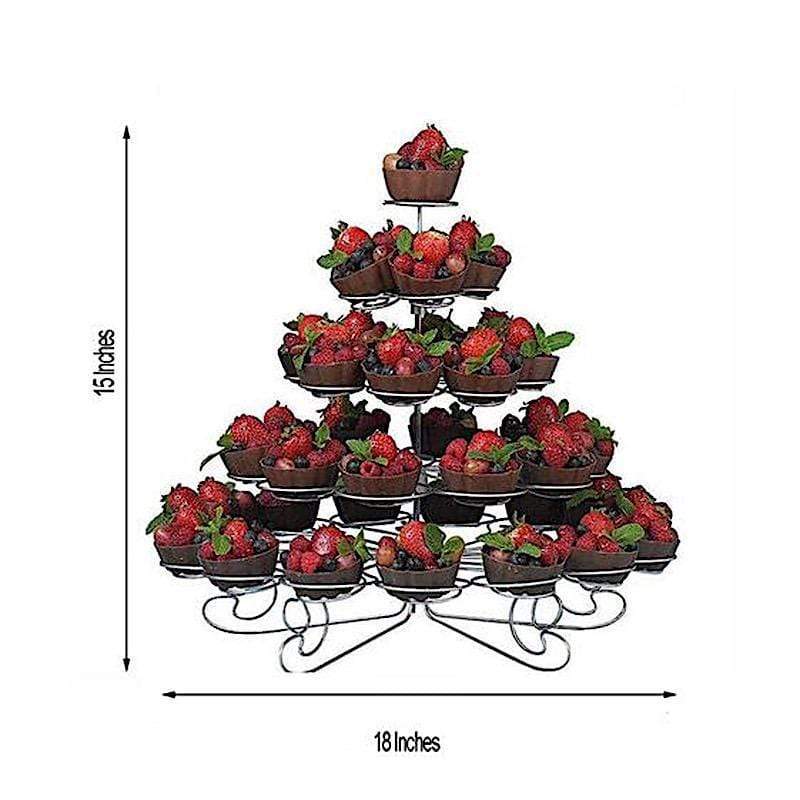 15 in tall 5 Tier Silver Metal Cupcake Holder Dessert Stand