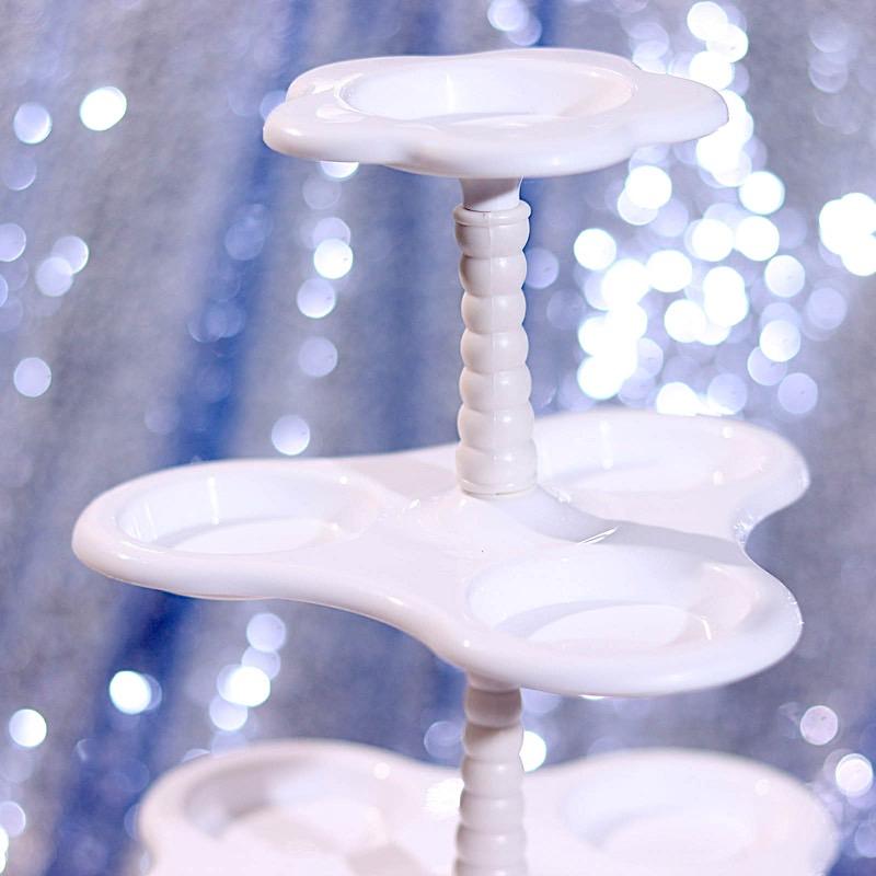 18 in tall 5 Tier White Plastic Scallop Design Cupcake Holder Dessert Stand