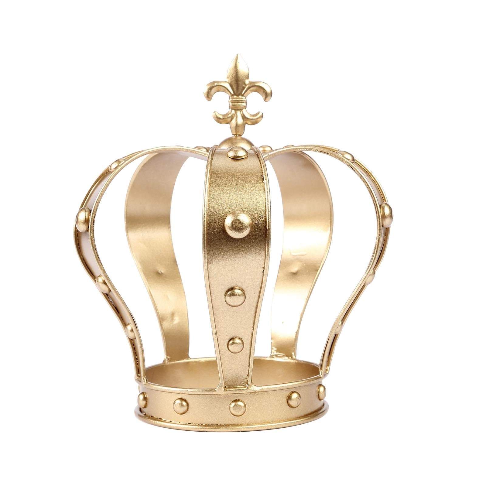 8 in tall Gold Metal Crown Fleur-de-lis Cake Topper Kids Birthday Party Decorations