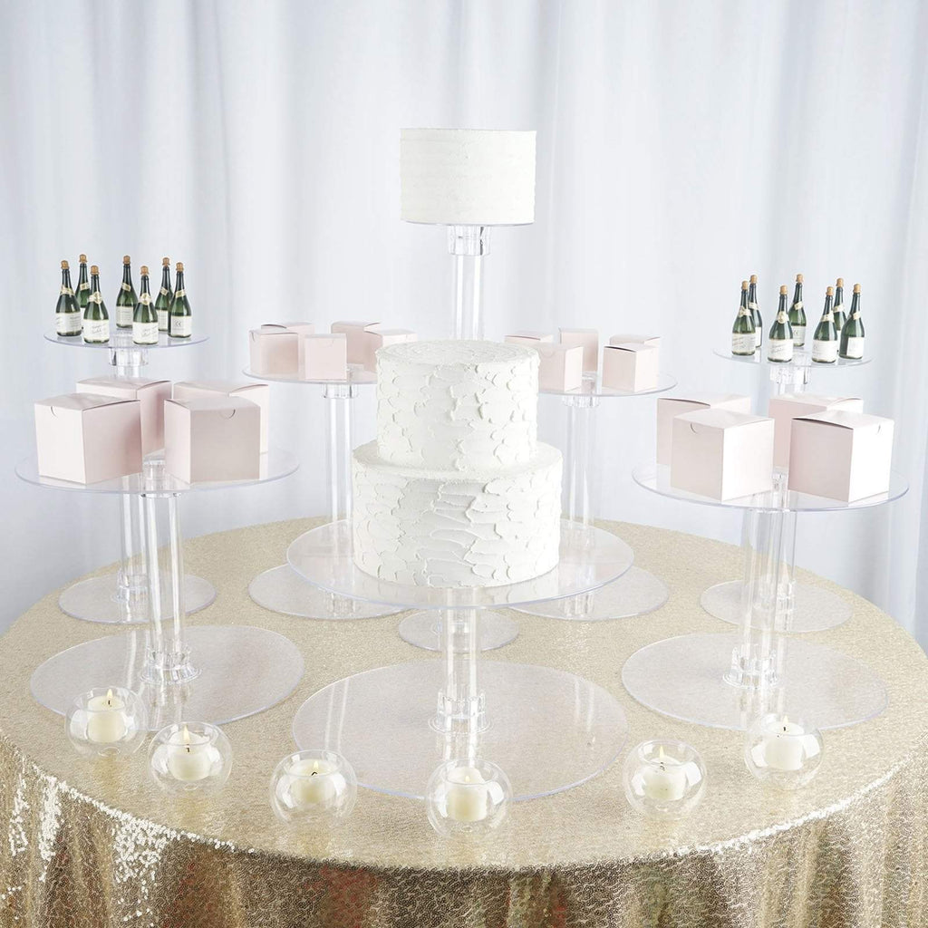 8Pcs/Set White Small+Large Plastic Cake Pillars,Wedding Cake Pillars Stand,Fondant  Cake Support Mold Valentine's Day Wedding Birthday Cake Decoration Tools