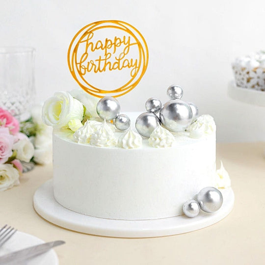 12 Cake Topper Picks Faux Pearl Balls Cupcake Decorations