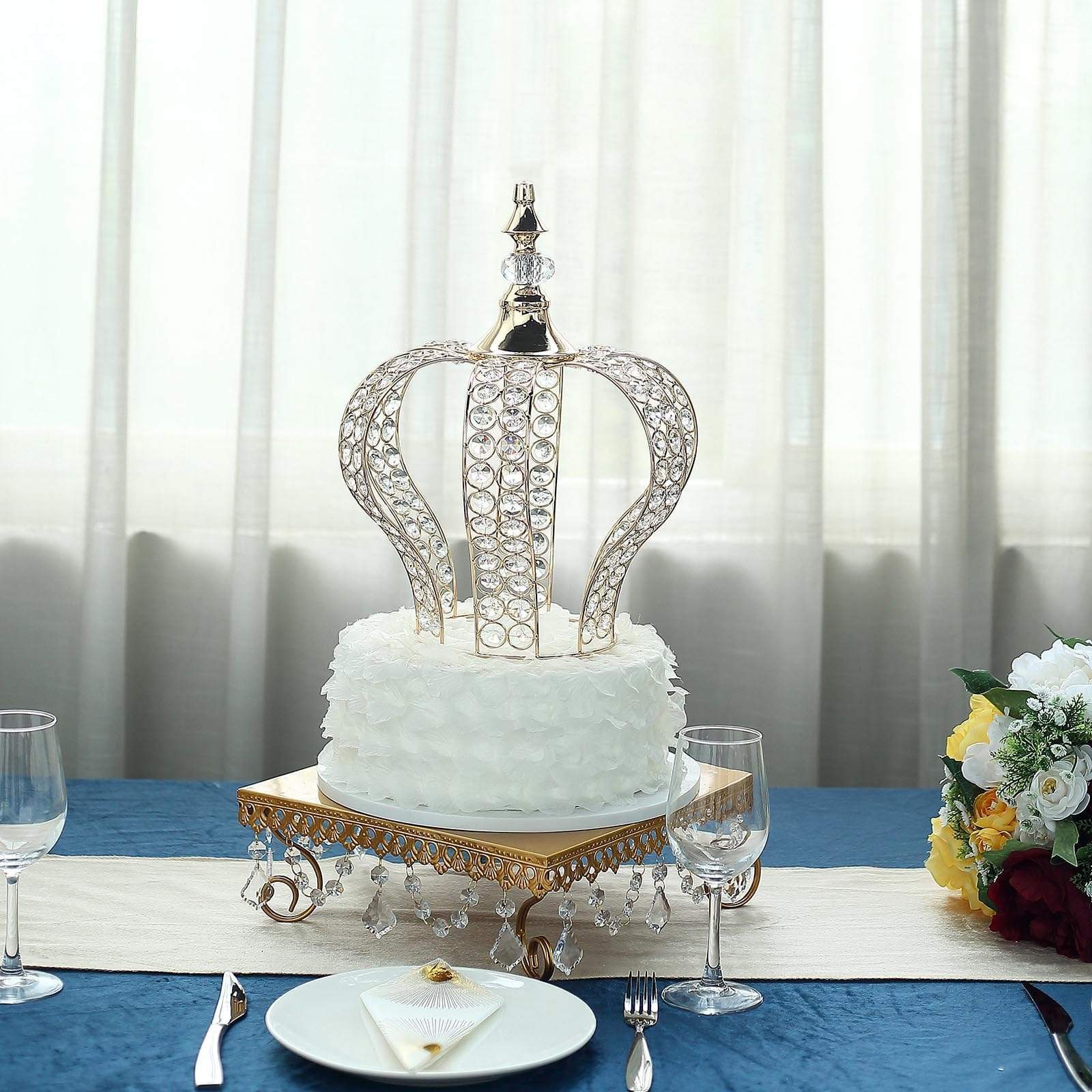 14 in tall Crystal Beaded Metal Crown Cake Topper