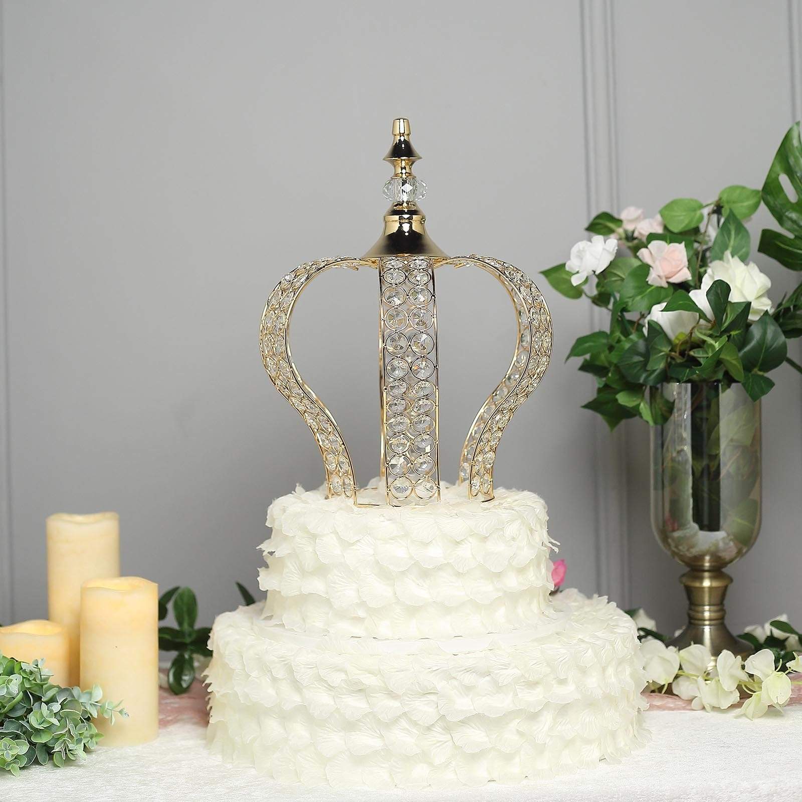 14 in tall Crystal Beaded Metal Crown Cake Topper