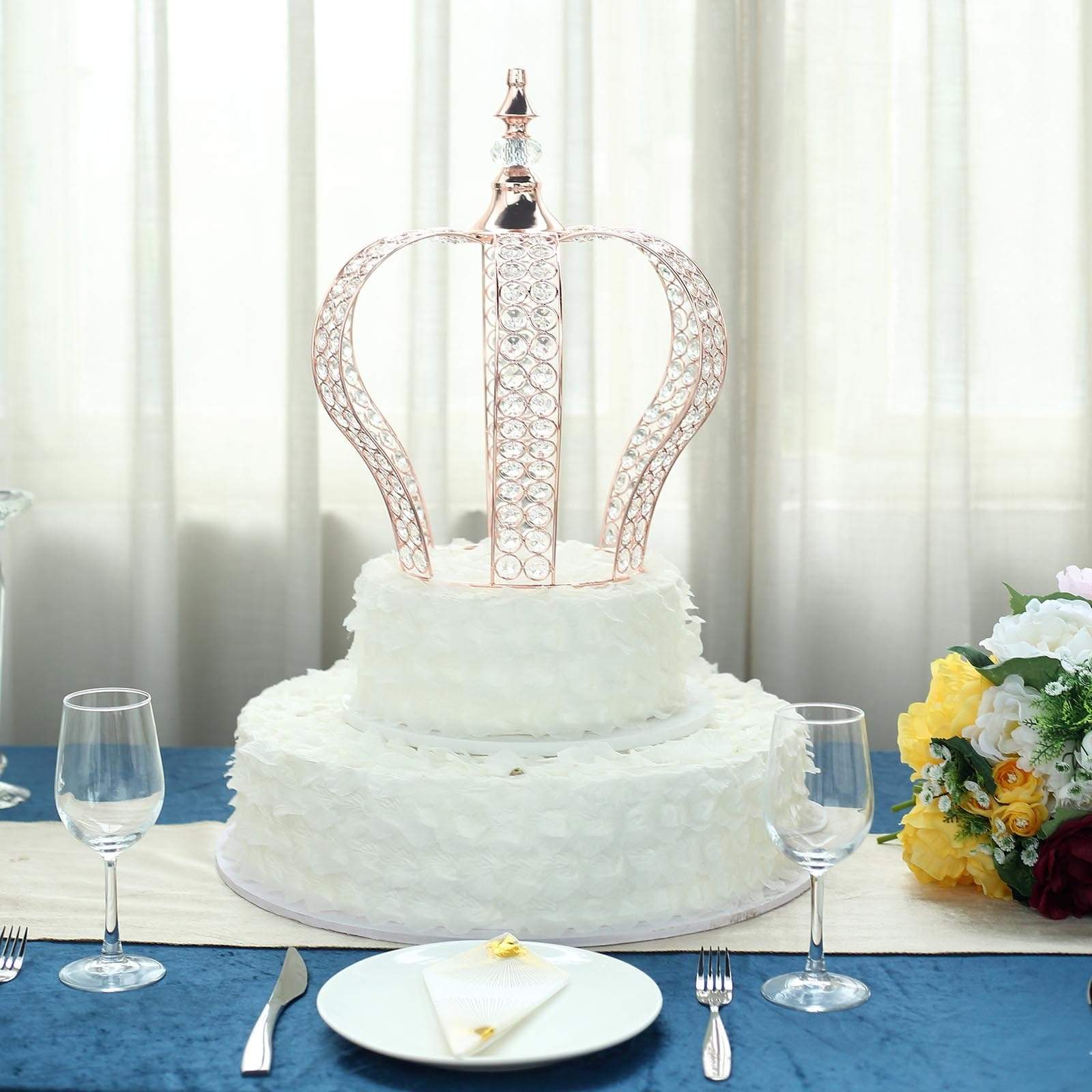 16 in tall Crystal Beaded Metal Crown Cake Topper