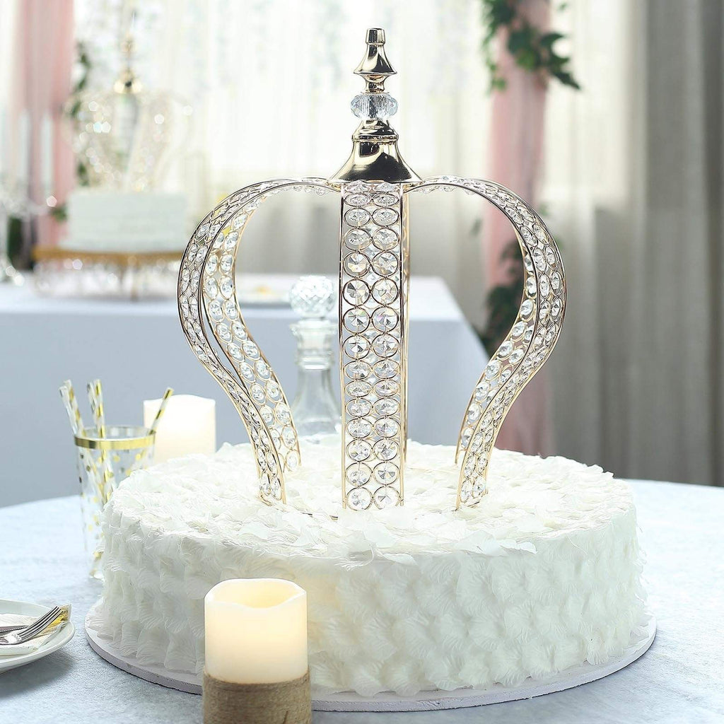 16 in tall Crystal Beaded Metal Crown Cake Topper