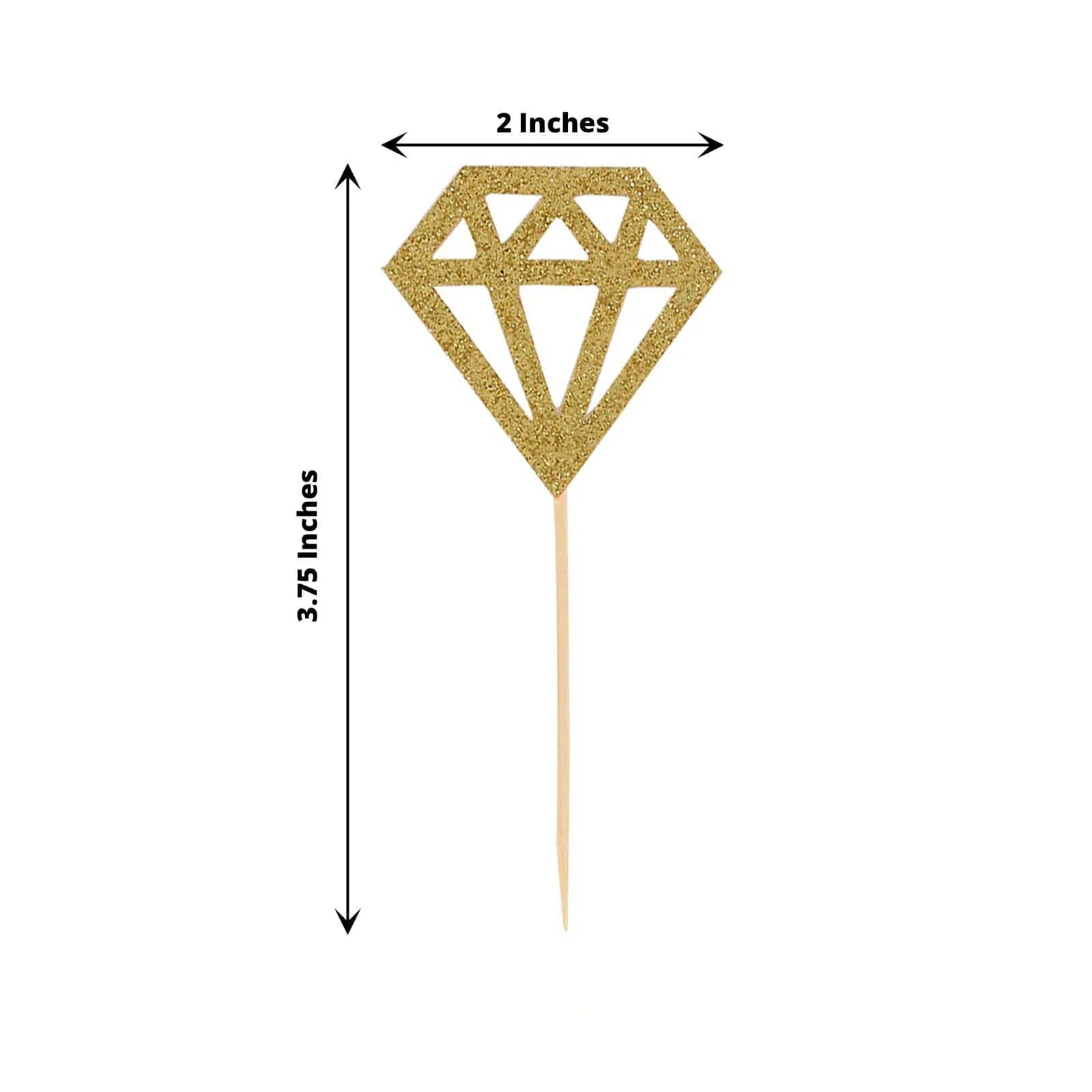 24 Gold Glittered Diamond Ring Cake and Cupcake Toppers