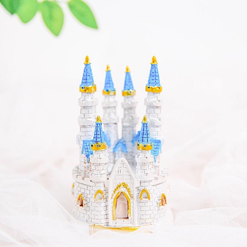 4.5 in tall White and Blue Princess Castle Cake Topper