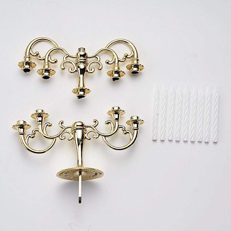 5 in tall 9 Arm Mini Candelabra Cake Topper with Candles