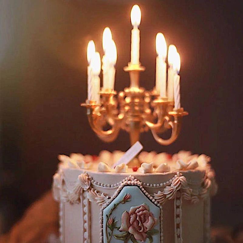 5 in tall 9 Arm Mini Candelabra Cake Topper with Candles