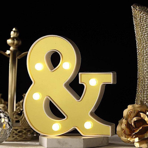 6" tall Gold & Marquee Symbol Warm White LED Lighted Sign
