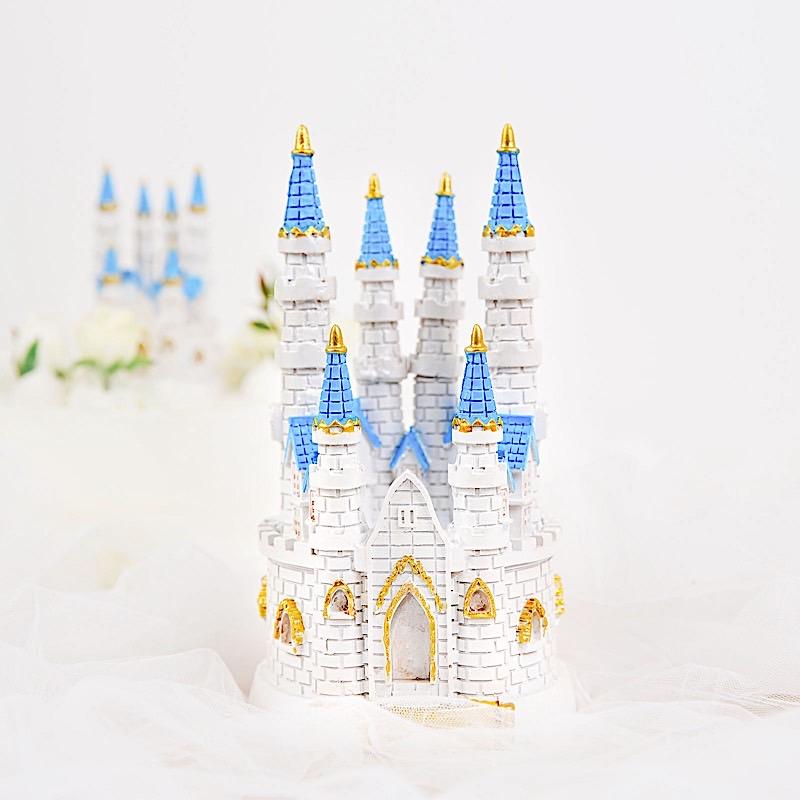 8.5 in tall White and Blue Princess Castle Cake Topper