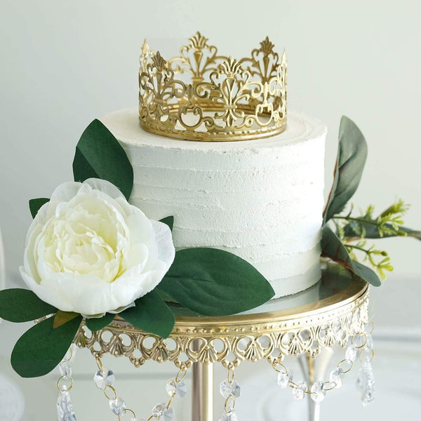 TABLECLOTHSFACTORY 8 Metal Royal Gold Crown Cake Topper Cake Decoration  For Party Event