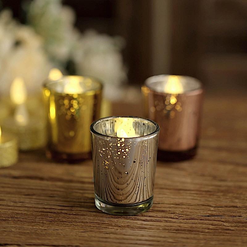 12 pcs 2 in Round Speckled Mercury Glass Votive Candle Holders